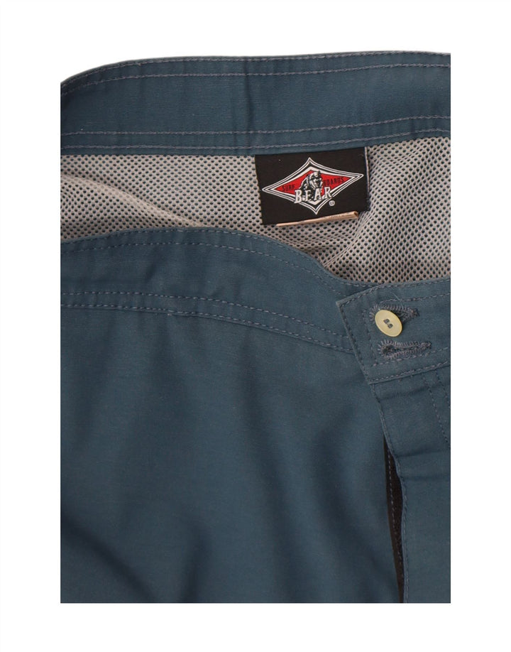 Shorts de natação masculino Bear médio azul marinho em poliéster colorblock