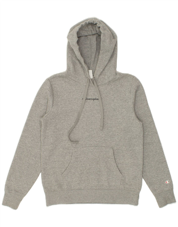 CHAMPION Womens Graphic Hoodie Jumper UK 10 Small Grey Cotton Vintage Champion and Second-Hand Champion from Messina Hembry 