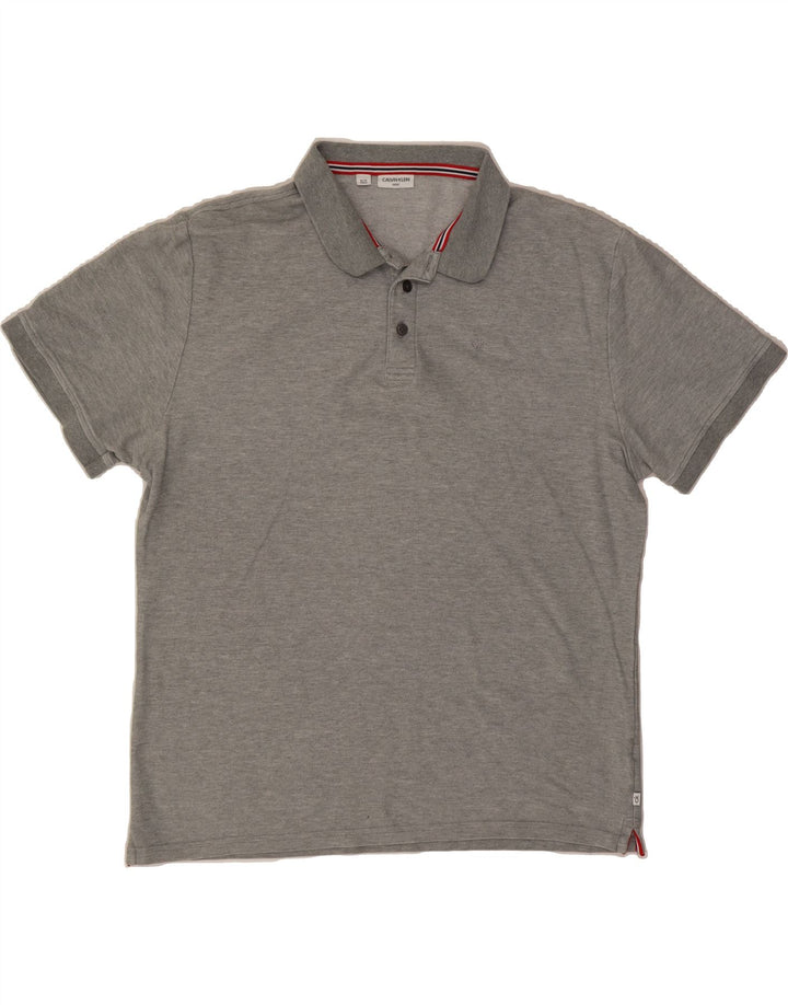 CALVIN KLEIN Mens Golf Polo Shirt XL Grey Cotton Vintage Calvin Klein and Second-Hand Calvin Klein from Messina Hembry 
