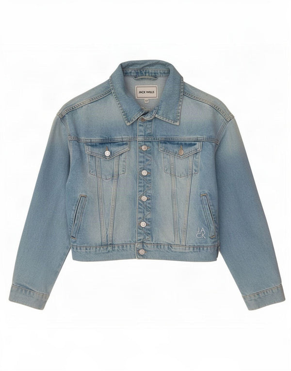 Jaqueta jeans feminina Jack Wills Reino Unido 10 algodão azul pequeno