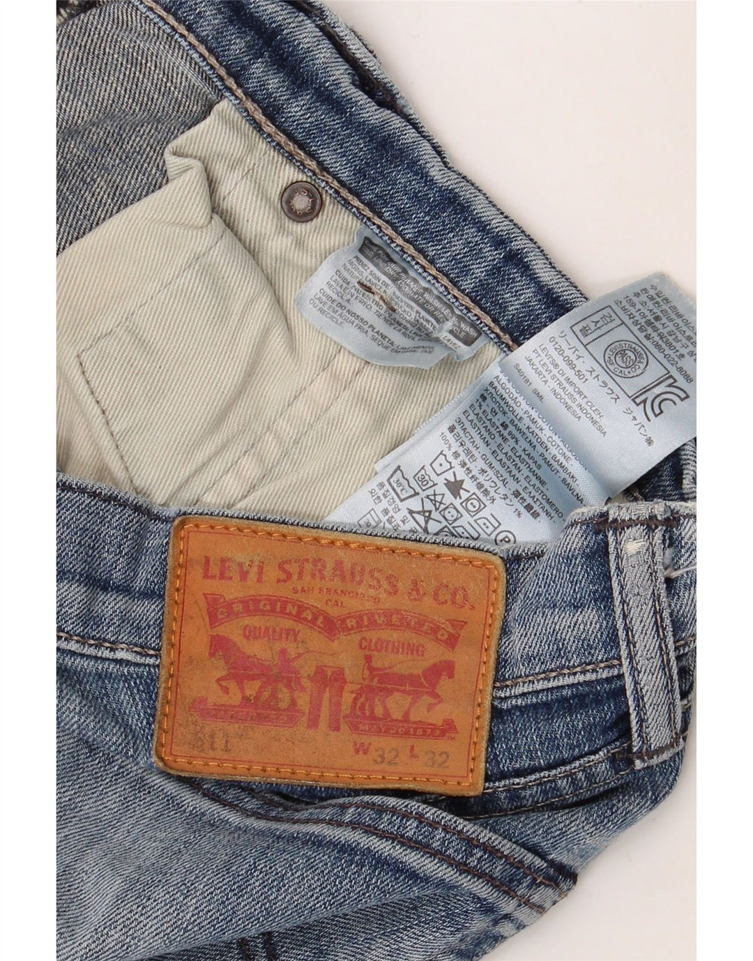 LEVI'S Masculino 511 Slim Jeans W32 L32 Azul Algodão