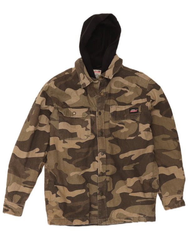 Camisa masculina de lenhador com capuz Dickies Reino Unido 34/36 pequena camuflagem cáqui algodão