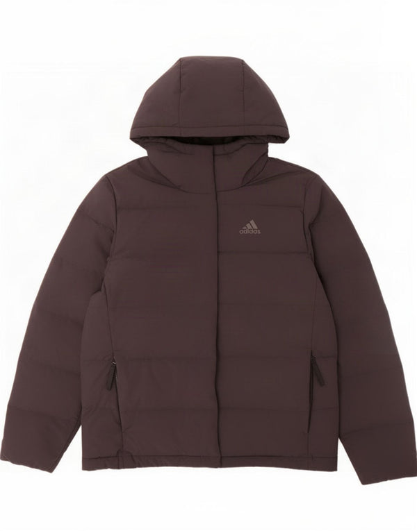 Casaco acolchoado com capuz feminino Adidas UK 4/6 XS preto poliéster
