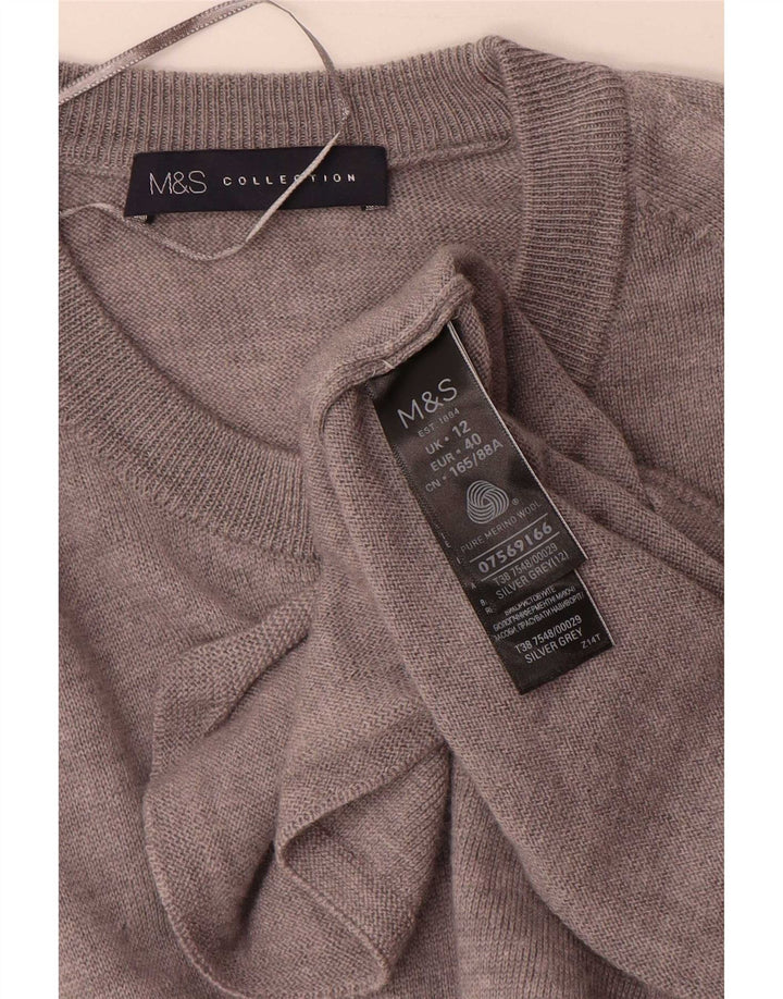 Vestido feminino de manga comprida Marks & Spencer Reino Unido 12 cinza médio