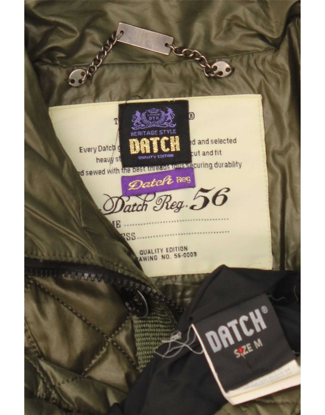 Jaqueta acolchoada masculina Datch UK 38 poliéster cáqui médio