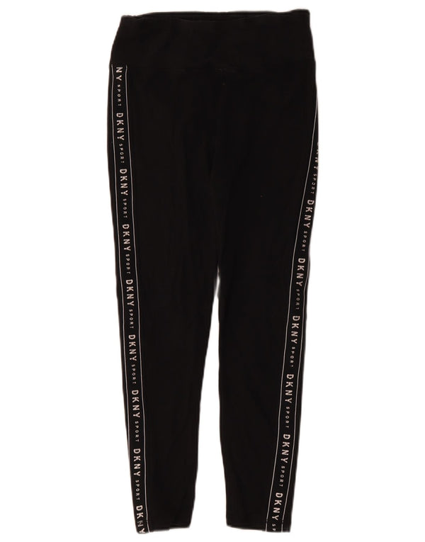 Dkny Womens Crop Graphic Leggings Reino Unido 8 Pequeno Algodão Preto