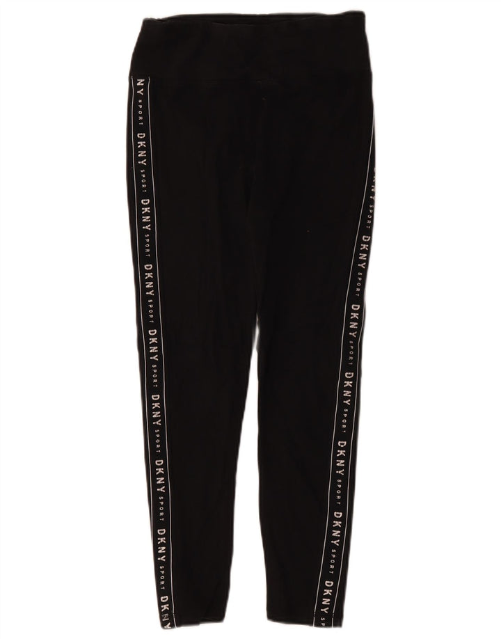 Dkny Womens Crop Graphic Leggings Reino Unido 8 Pequeno Algodão Preto