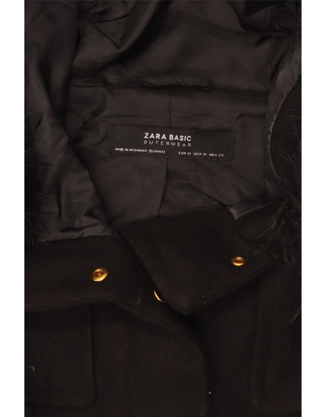 Jaqueta corta-vento feminina Zara com capuz Reino Unido 14 médio preto
