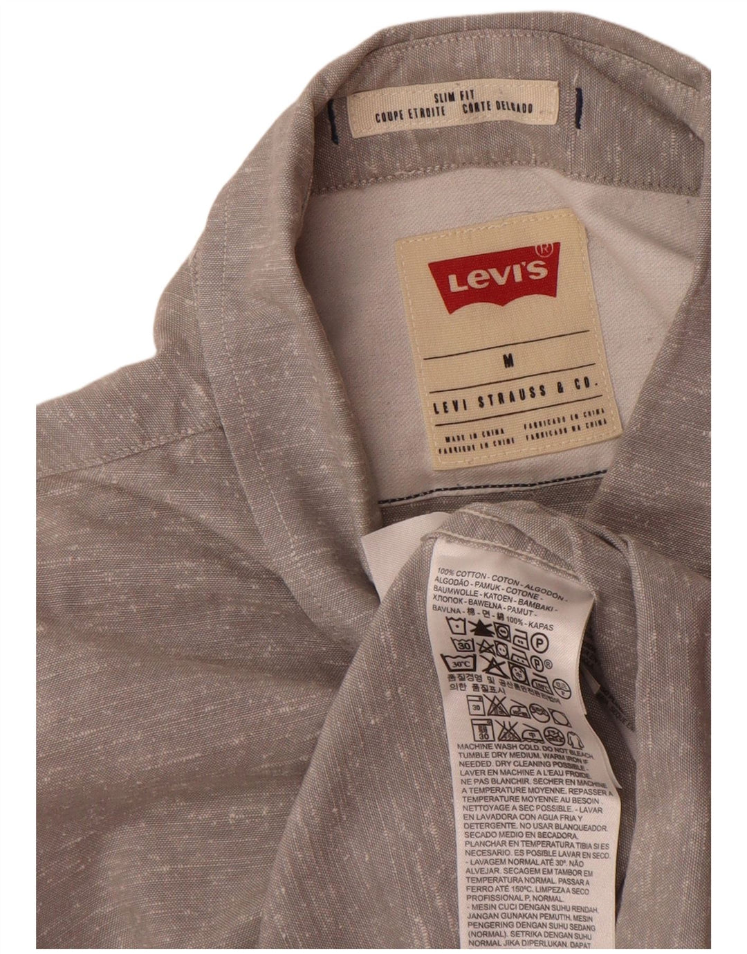 Camisa masculina Slim Fit Levi's de algodão manchado cinza médio