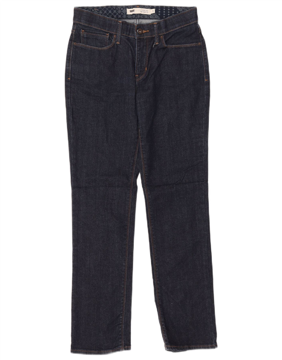 Jeans reto feminino Levi's US 6 médio W28 L30 algodão azul marinho