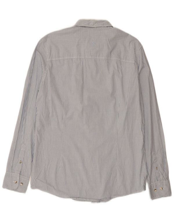 Camisa masculina alta e regular Fat Face de algodão listrado azul médio