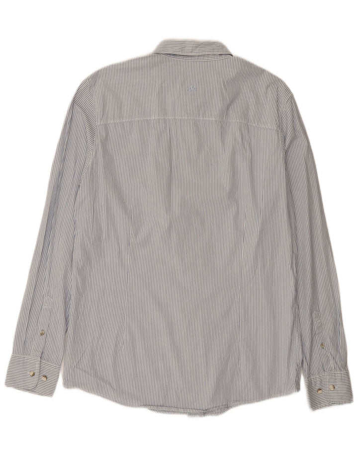 Camisa masculina alta e regular Fat Face de algodão listrado azul médio