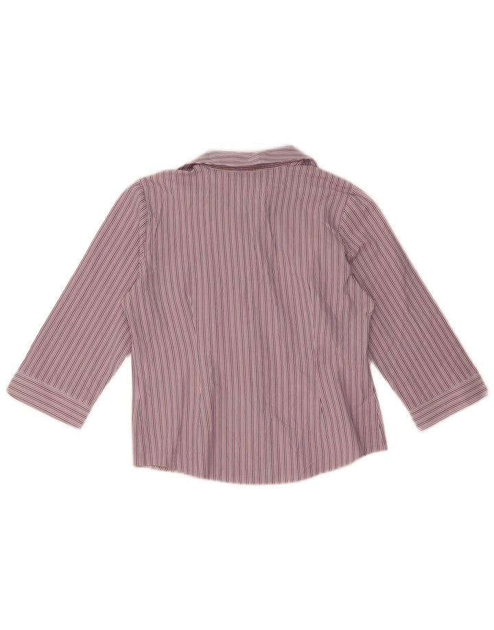 Camisa feminina de manga 3/4 da Marks & Spencer Reino Unido 12 listrada média multicolorida