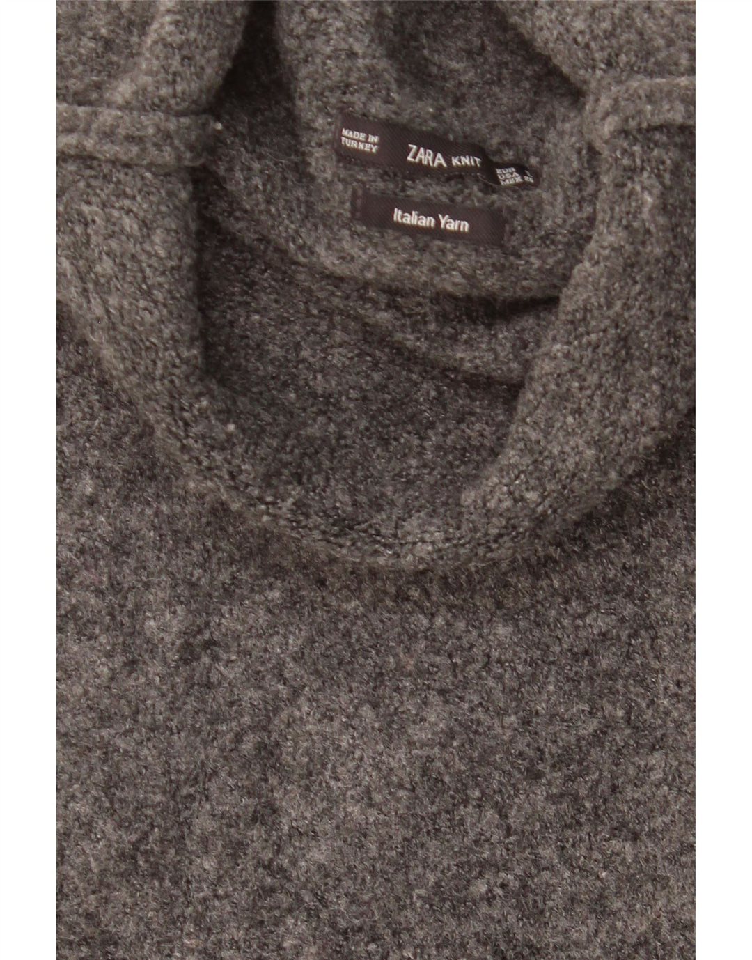 Suéter feminino ZARA manga 3/4 com gola redonda grande Reino Unido 10 pequeno cinza