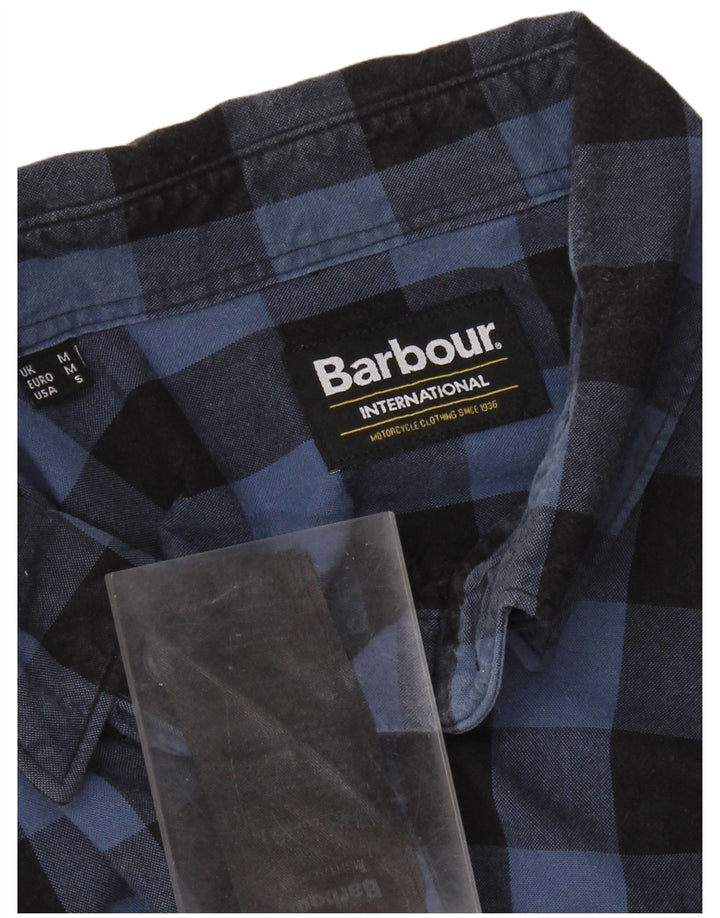 Camisa masculina Barbour de algodão guingão azul médio