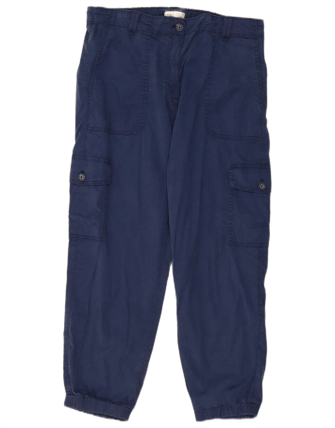 Calça cargo feminina Marks & Spencer UK 16 grande W34 L25 azul marinho
