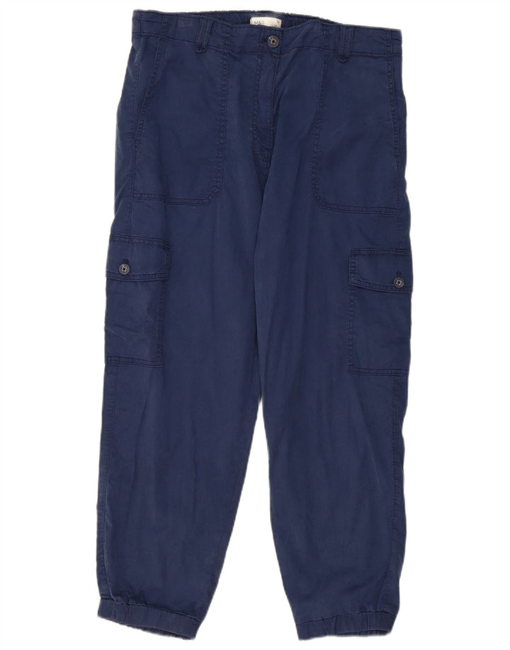 Calça cargo feminina Marks & Spencer UK 16 grande W34 L25 azul marinho
