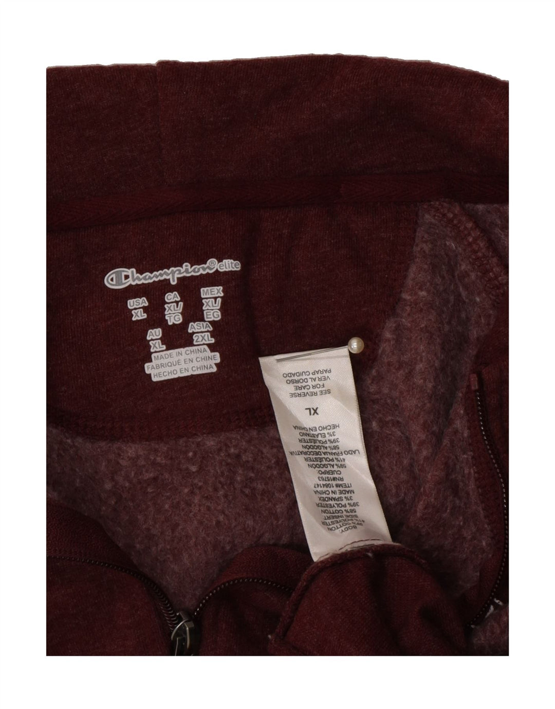 CHAMPION Womens Graphic Zip Hoodie Sweater UK 18 XL Burgundy Cotton Vintage Champion and Second-Hand Champion from Messina Hembry 