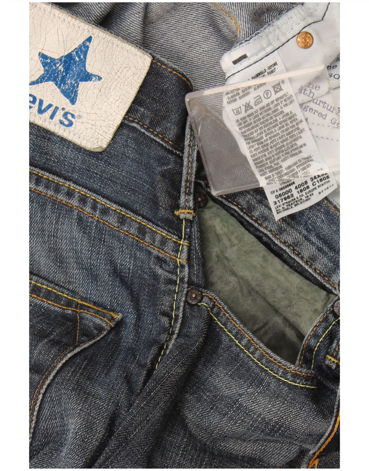 Jeans retos masculinos Levi's W34 L26 algodão azul marinho