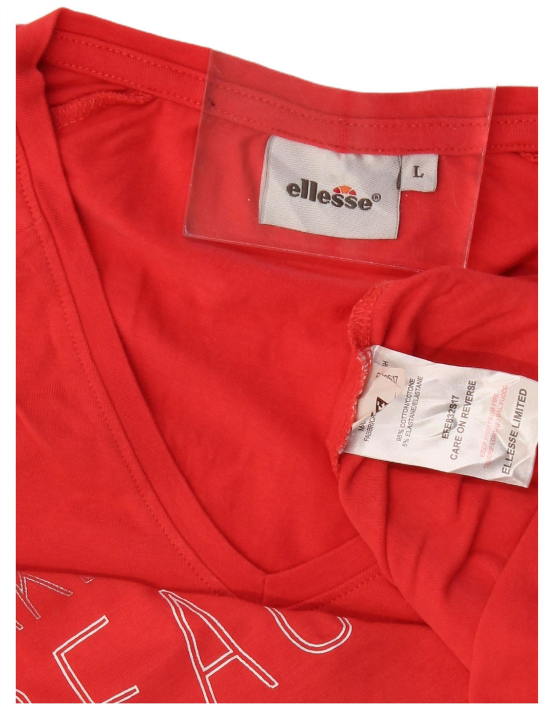 Camiseta feminina Ellesse com estampa gráfica UK 14 grande algodão vermelho