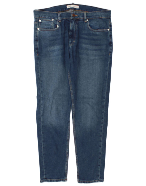 Zara Mens Slim Jeans EU 46 XL W36 L30 Azul Algodão