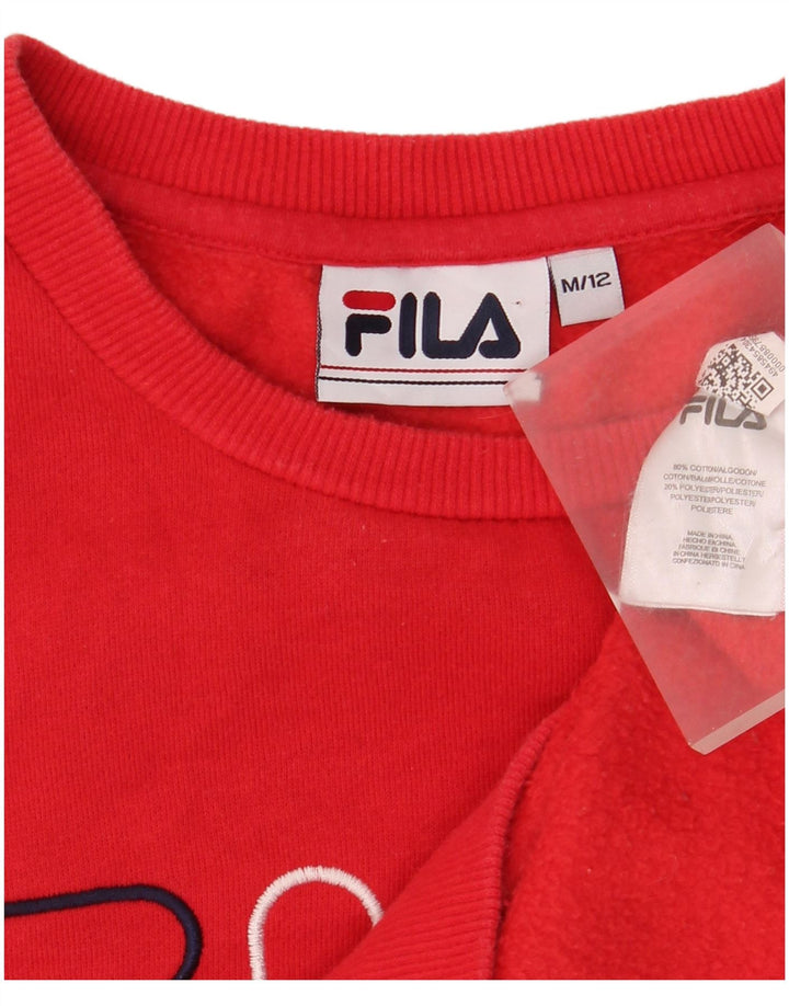 Fila Mens Graphic Oversized Moletom Jumper UK 12 Médio Algodão Vermelho