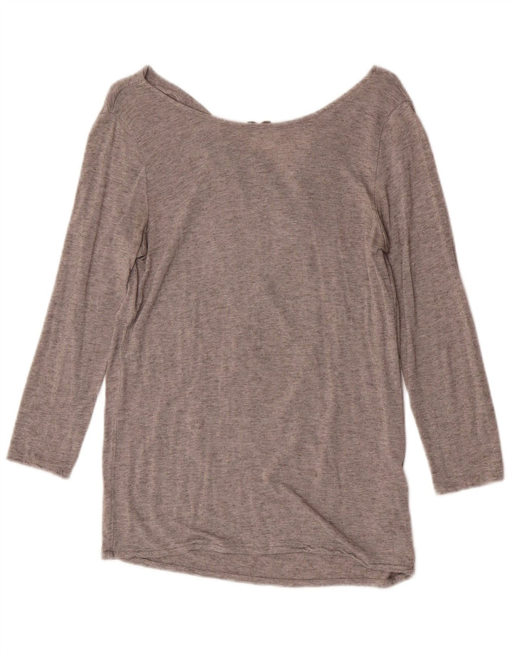 Top feminino Massimo Dutti manga 3/4 UK 12 viscose cinza médio