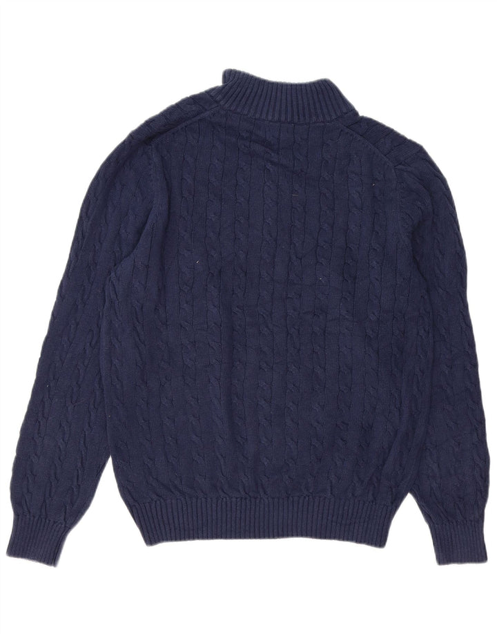 Suéter masculino Izod com zíper e gola alta de algodão azul marinho médio