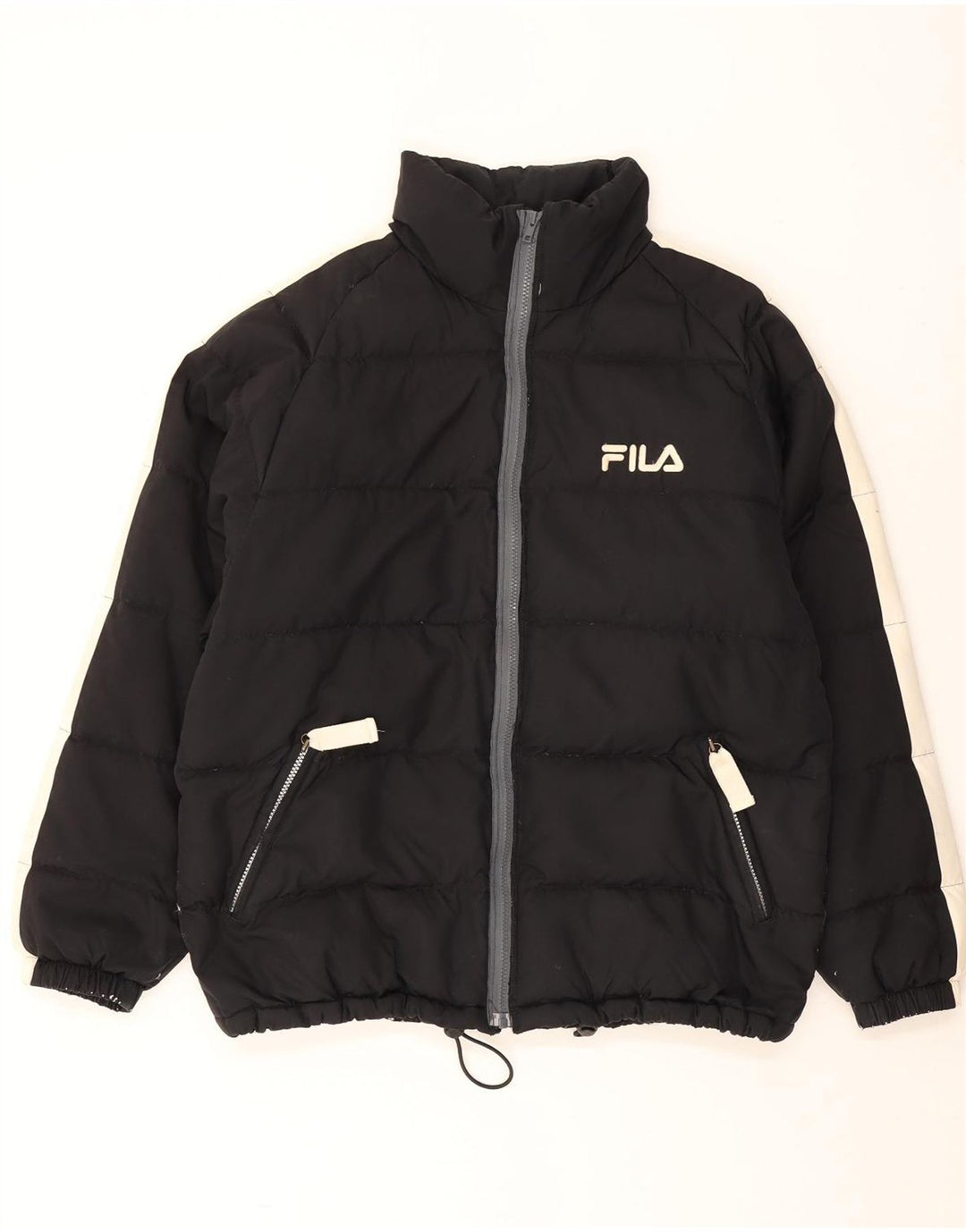Jaqueta acolchoada masculina Fila IT 50 grande poliéster colorblock preto