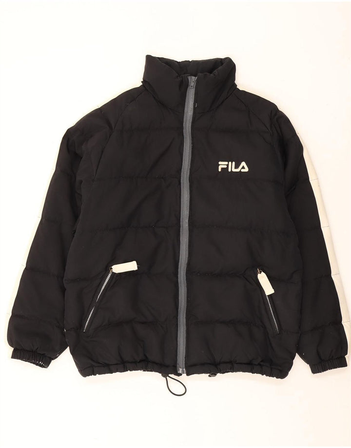 Jaqueta acolchoada masculina Fila IT 50 grande poliéster colorblock preto