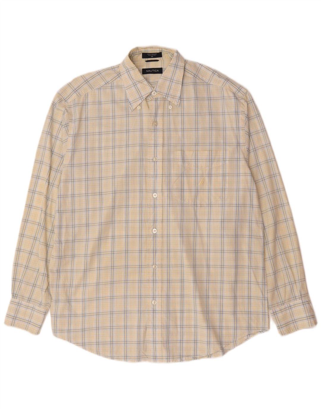 Camisa masculina Nautica de algodão xadrez amarelo médio
