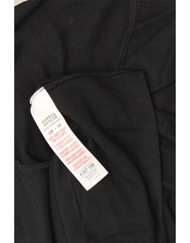 Top feminino Marks & Spencer manga comprida UK 14 viscose preta média