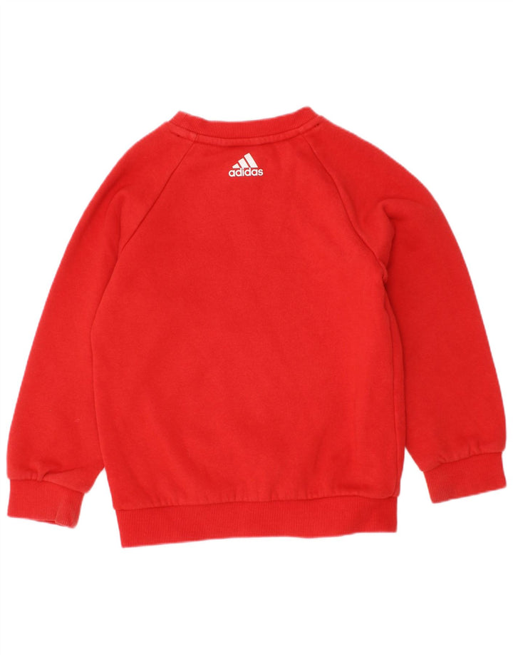 Adidas meninos moletom gráfico jumper 2-3 anos algodão vermelho