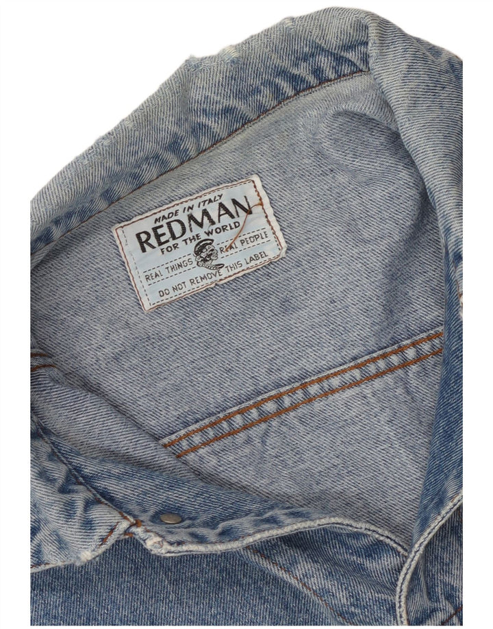 Jaqueta jeans masculina vintage UK 38 azul médio