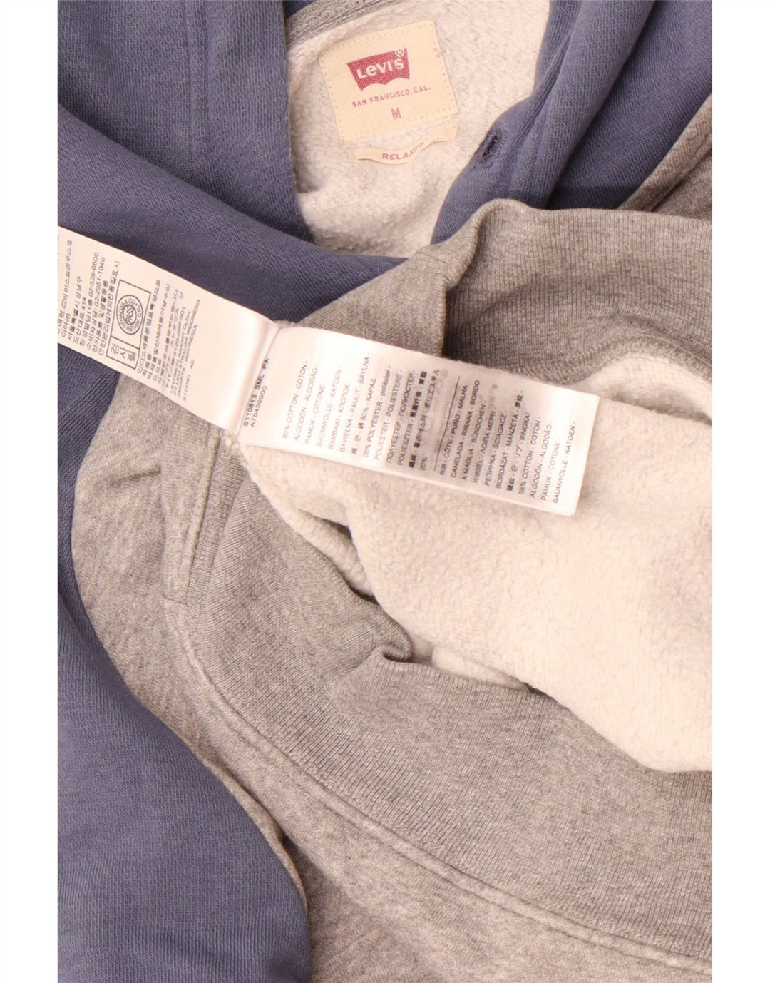 Suéter masculino Levi's Graphic Relaxed Fit com capuz cinza médio bloco colorido