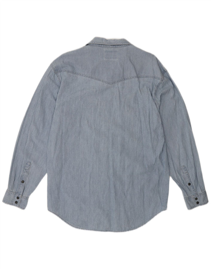 Camisa jeans masculina Wrangler grande algodão azul
