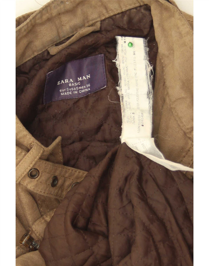 Jaqueta bomber militar masculina Zara Reino Unido 36 pequena marrom