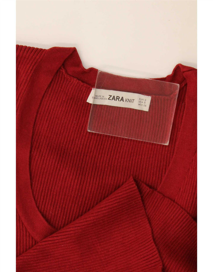 Blusa feminina Zara Top UK 8 pequena Borgonha