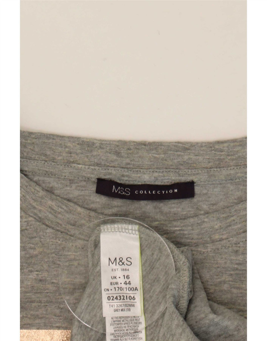 Top gráfico feminino Marks & Spencer manga comprida Reino Unido 16 bloco colorido cinza grande