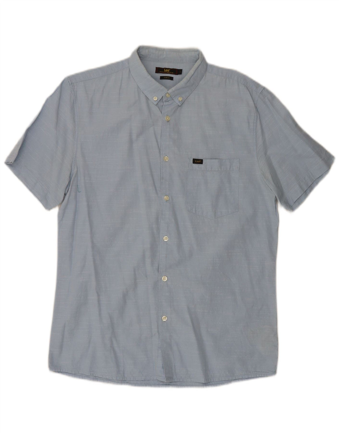 Camisa masculina Lee de manga curta slim fit grande algodão azul