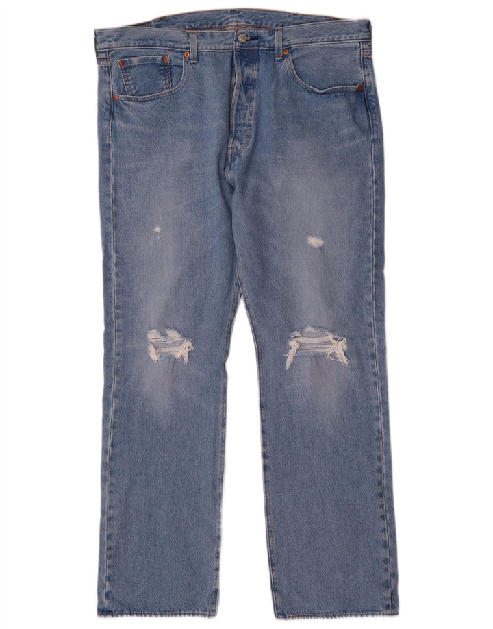 Calça Jeans Levis Masculina 501 Distressed Straight W38 L32 Azul Algodão