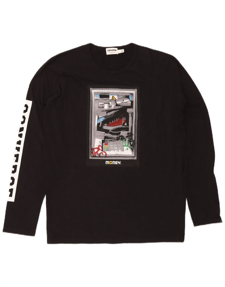 Converse Mens Graphic Top Manga Longa 2XL Algodão Preto