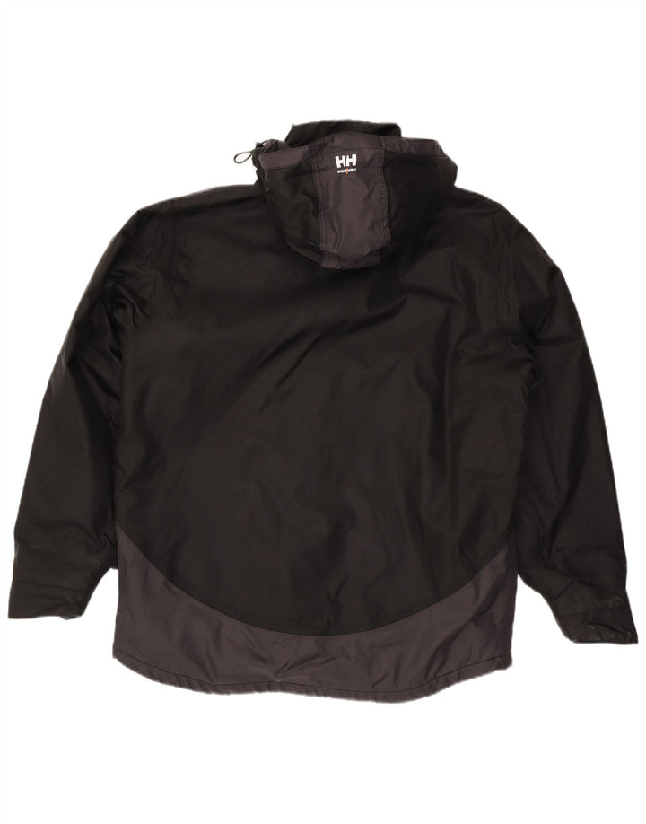 Jaqueta corta-vento masculina Helly Hansen com capuz UK 40 grande bloco colorido preto