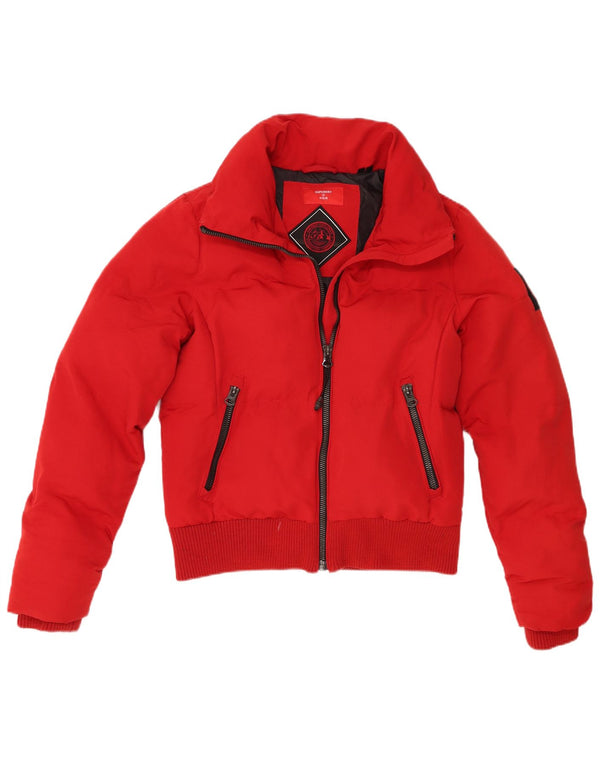 Superdry Womens Bomber Padded Jacket UK 12 Medium Red Polyester