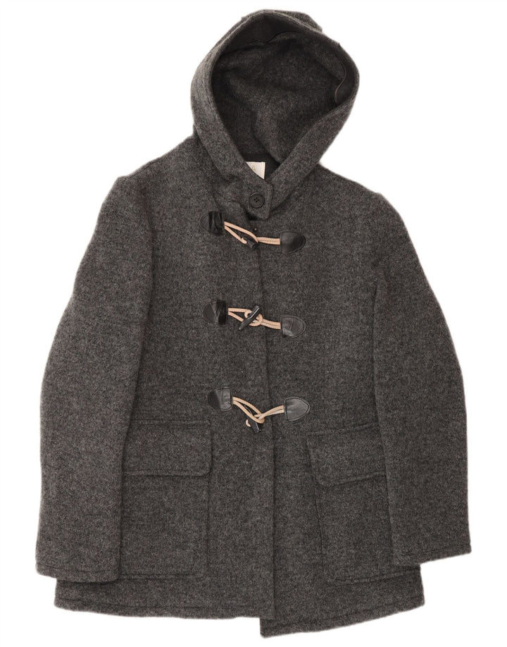 Casaco Duffle feminino com capuz VINTAGE IT 48 XL lã cinza