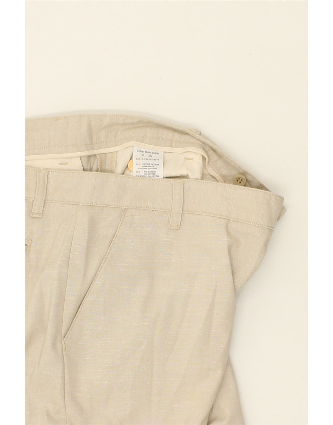 CALVIN KLEIN Womens Tapered Chino Trousers W36 L30 Beige Cotton Vintage Calvin Klein and Second-Hand Calvin Klein from Messina Hembry 