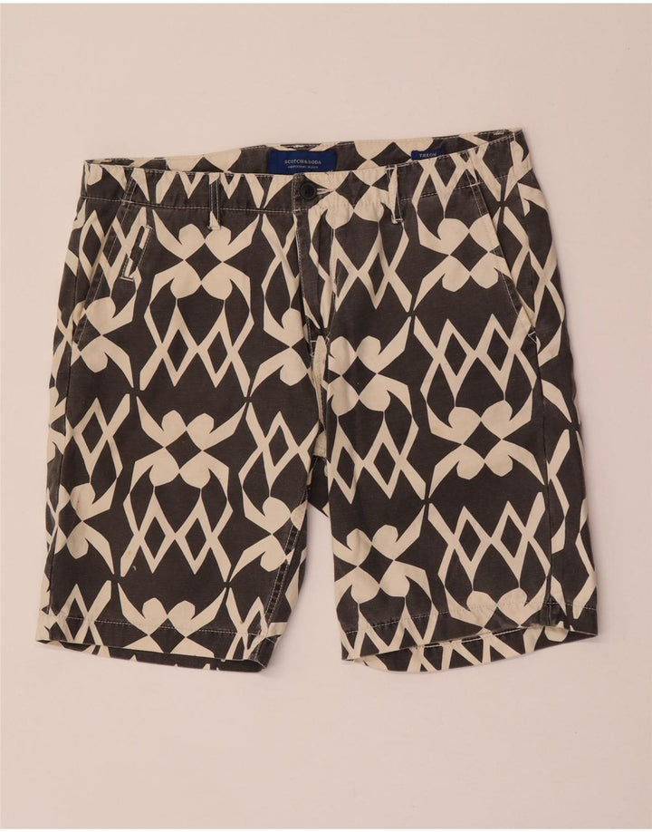 Scotch & Soda Mens Chino Shorts W32 Médio Preto Geométrico
