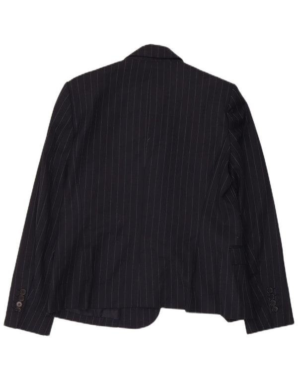 Jaqueta blazer feminina Zara com 1 botão Reino Unido 14 grande listra azul marinho