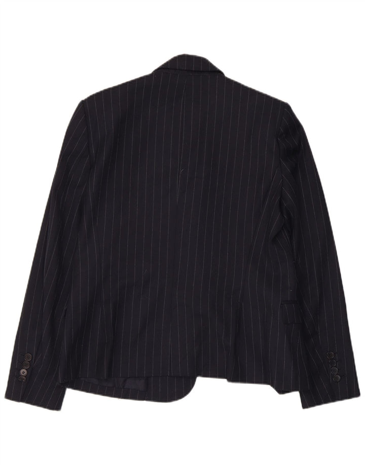 Jaqueta blazer feminina Zara com 1 botão Reino Unido 14 grande listra azul marinho