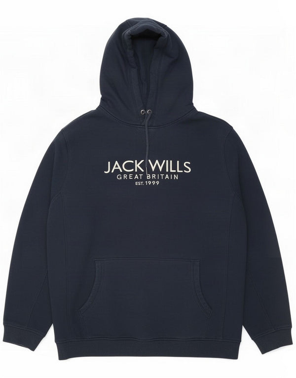 Jumper com capuz gráfico masculino Jack Wills XL azul marinho algodão